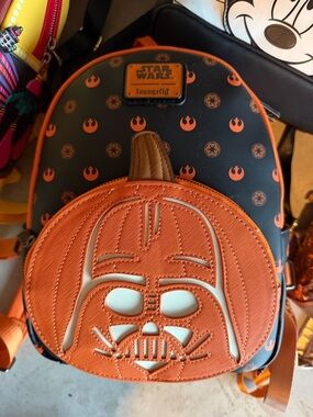 Loungefly Star Wars Pumpkin Vader Kids Backpack in Orange and Black